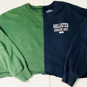 Hollister Green & Navy Colorblock Crewneck Sweatshirt Size L